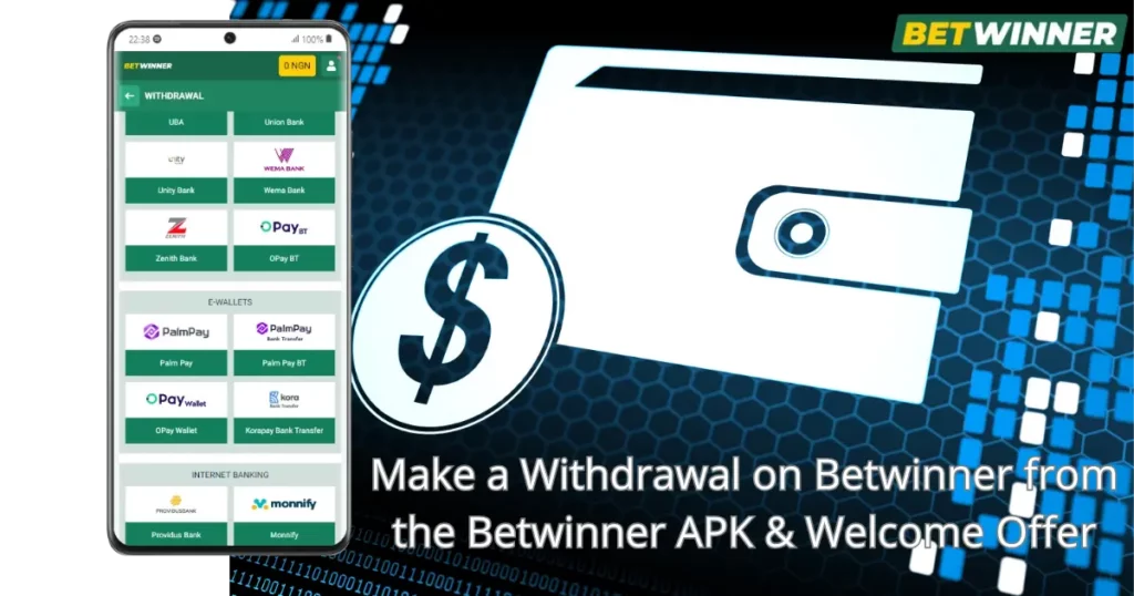 Effectuer un retrait sur Betwinner à partir de l'APK et de l'offre de bienvenue de Betwinner